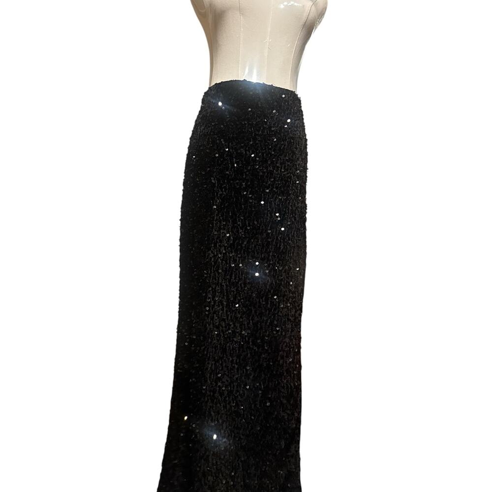 NWT Woman’s Steve Madden NYC Elegant Black Sequin Maxi Skirt w/ Side Slit Size M